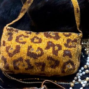 Animal Print Hand Sewn Seed Bead Bag